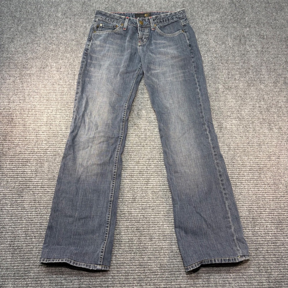 Just Cavalli Womens Blue Gray Flare Jeans Low Rise Made in Italy Size 29 Y2K